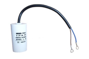 Kondensator rozruchowy silnika 8uF 450V CBB60 SRPASSIVES kabel z oczkami