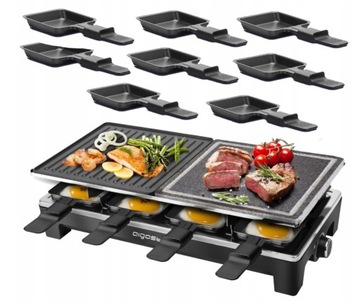 GRILL STOŁOWY AIGOSTAR RACLETTE 8-Patelni 1500W PŁYTA KAMIEŃ