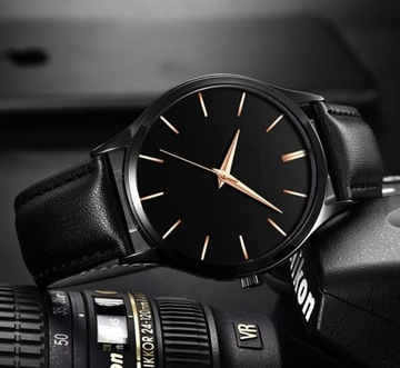 PASEK SKÓRZANY 22mm do ZEGARKA SMARTWATCH SAMSUNG HUAWEI XIAOMI CZARNY