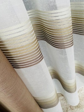 Матовая штора ЭКО ЛЕН, бежевые полосы, 290 см, свободный пошив