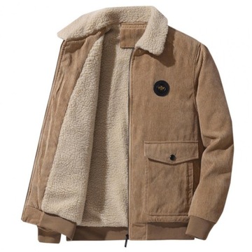 Winter Men Jacket Casual Corduroy Parka Warm Thick