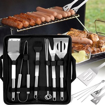 НАБОР АКСЕССУАРОВ ДЛЯ ГРИЛЯ НАБОР ЩИПЦОВ ПОСУДА НЕРЖАВЕЮЩАЯ СТАЛЬ КЕЙС 9в1