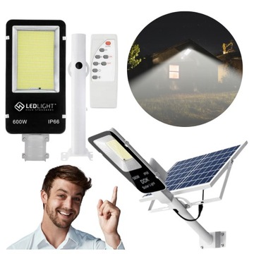 LAMPA ULICZNA SOLARNA 450 LED PANEL UCHWYT PILOT PREMIUM IP66 600W