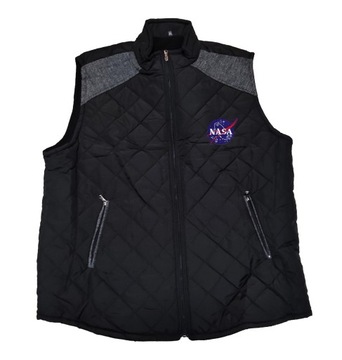 3XL NASA CZARNA DUŻA PIKOWANA KAMIZELKA OCIEPLANA