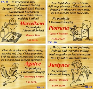 Złote Kolczyki Dziecięce 585 Na Komunię Chrzest Grawer + PREZENT GRATIS