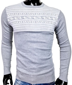 Sweter męski z dodatkiem wełny szary O153 r. L