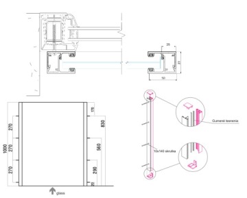 Стеклянная балюстрада в планке для оконной рамы