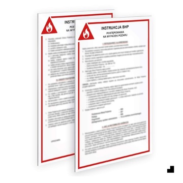 POSTĘPOWANIE NA WYPADEK POŻARU ZNAK PRZECIWPOŻAROWY INSTRUKCJA BHP 21x32cm