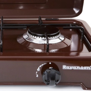 Переносная регулируемая туристическая печь RAVANSON K 02 BR коричневая, 2 конфорки