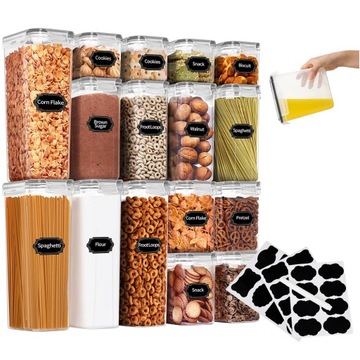 16x Food Storage Container Set With Silicone Seal For Kitchen Pantry Sugar