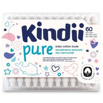 Kindi patyczki higieniczne dla dzieci 60szt. Pure