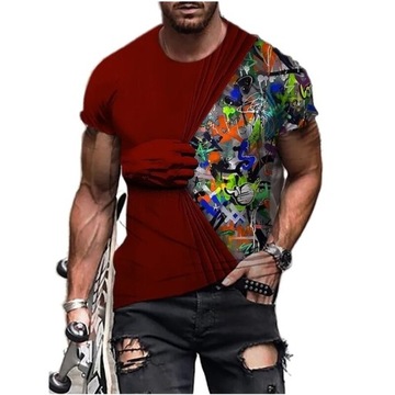 T-SHIRT MĘSKI KOSZULKA 3D NADRUK RĘKA GRAFFITI, L