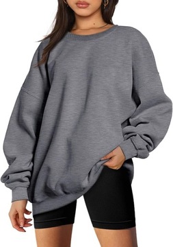 2023 jesienno-zimowa moda damska bluza oversize okrągły dekolt z długim