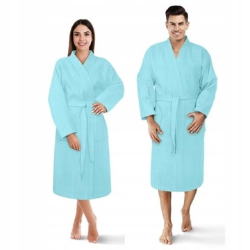 Szlafrok Kimono Gofer Bawełniany Wafel Jednolity Unisex XS