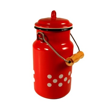 Kanka bańka na mleko retro 1 L emaliowana czerwona