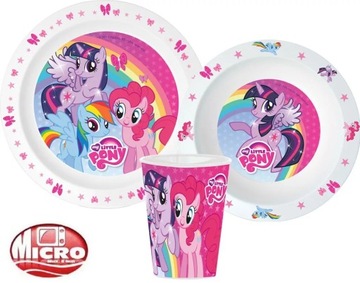 MY LITTLE PONY ZESTAW NACZYŃ DZIECIĘCY TALERZE KUBEK