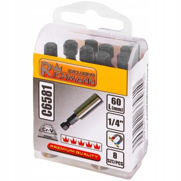 UCHWYT BITÓW GROTÓW KOŃCÓWEK PRZEDŁUŻKA MAGNETYCZNA 60mm 1/4 RICHMANN C6581