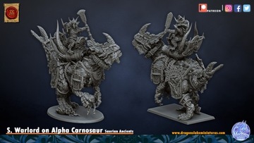 Saurian Warlord on Alpha Carnosaur - DL Miniatures