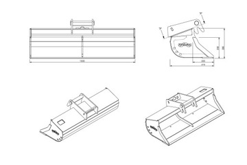 Ковш планировочный жесткий 1000 мм для мини-экскаватора 1-2 тонны MS01