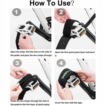 2SZT PASKI NA PEDAŁY ROWEROWYCH CZARNY