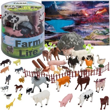 Zestaw w tubie farma zwierzątka hodowlane figurki zagroda + mata