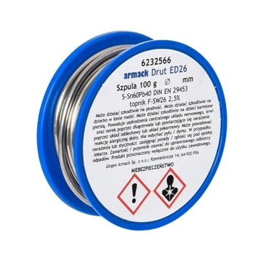 LUT MIĘKKI DO MIEDZI ARMACK 100G FI 2MM Cu.Sn97Cu3
