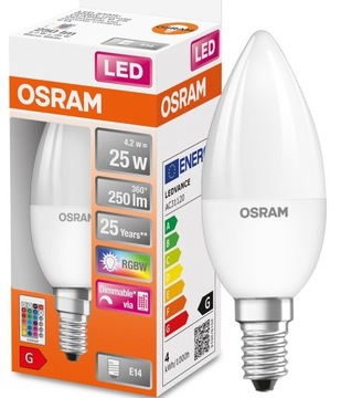 OSRAM LED świeczka RGBW + PILOT 4,5W = 25W E14