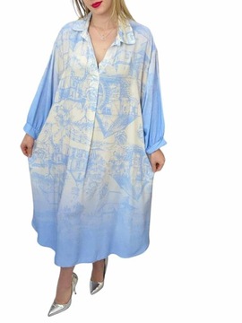 Rewelacyjna koszula sukienka koszulowa tunika 50 52 wiskoza włoska hit