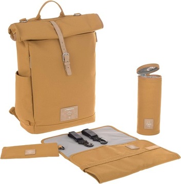 Plecak LASSIG BABY ROLLTOP + akcesoria Jakość