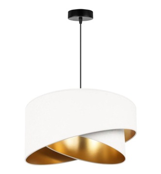 LAMPA WISZĄCA SUFITOWA ABAŻUR BIAŁO ZŁOTY ŻYRANDOL