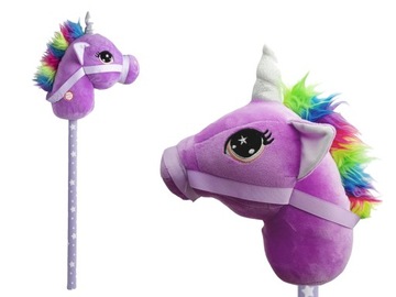 KONIK na patyku kiju JEDNOROŻEC PLUSZOWA GŁOWA konia 70 CM Z DŹWIĘKIEM MIX