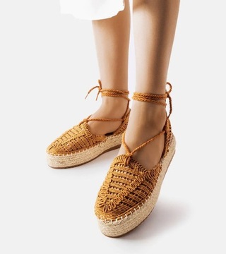 Camelowe wiązane espadryle Partenia 41