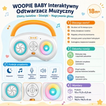 WOOPIE BABY Інтерактивний Плеєр Музичний для Малюка Подарунок Senso
