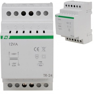 F&F Transformator Sieciowy 0,5A 24V TR-24 na Szynę TH35 IP20