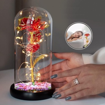 ВЕЧНАЯ РОЗА В СТЕКЛЕ, СВЕТЯЩАЯСЯ СВЕТОДИОДНАЯ ИДЕЯ ПОДАРКА - ЦВЕТА