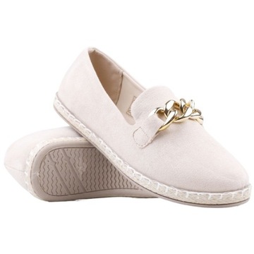 BEŻOWE ESPARDYLE DAMSKIE WSUWANE PÓŁBUTY WKŁADKA EKOSKÓRA WYGODNE ELEGANCKI