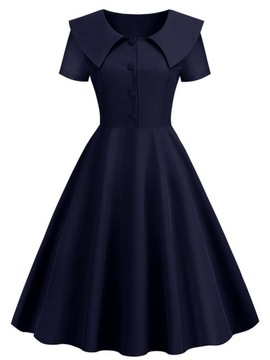 Sukienka Vintage 50s panie jednolita plisowana suk