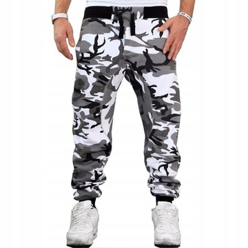 JOGGERY MĘSKIE BOJÓWKI WZÓR MORO MODNE LUŹNE 3XL