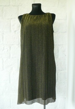 Czarno-złota plisowana sukienka - 38 M - Mango