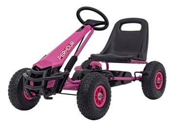 Gokart na Pedały AIR PerHour dla dzieci Różowy + Hamulec ręczny + Pompowane