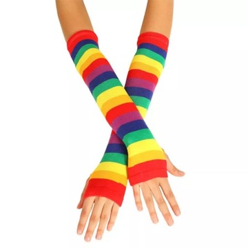 Tęczowe długie rękawiczki mitenki PRIDE LGBT