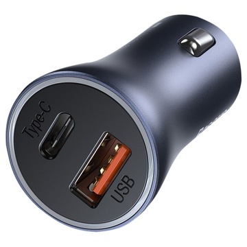 BASEUS MOCNA ŁADOWARKA SAMOCHODOWA LED USB-C QC PD 40W DO SAMOCHODU AUTA