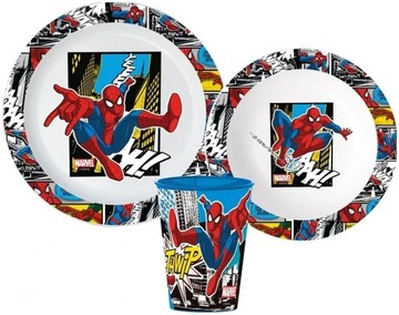 Zestaw naczyń plastikowych Spiderman z kubkiem