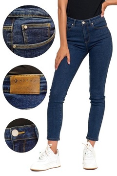 JEANSY damskie RURKI z Wysokim Stanem Spodnie Jeansowe Regular MORAJ r.44