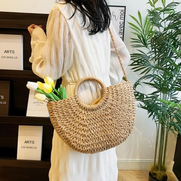 ЖЕНСКАЯ СОЛОМНАЯ СУМКА, ЛЕТНЯЯ ПЛЕТЕННАЯ СУМКА, НА ПЛЕЧЕ В РУКУ