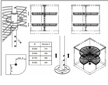 ПОВОРОТНАЯ ПОЛКА 3/4 690 С ТОРМОЗОМ ЦИНКОВАЯ СТАБИЛИЗАЦИЯ