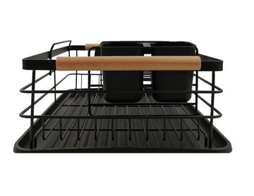СУШИЛКА ДЛЯ СУШКИ ПОСУДЫ С ПОДДОНОМ, ЧЕРНАЯ, ДВУХУРОВНЕВАЯ, WZ3