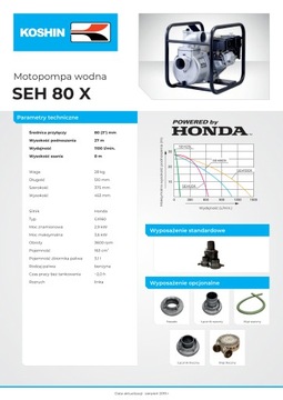 Мотопомпа, насос внутреннего сгорания Koshin SEH 80X Honda