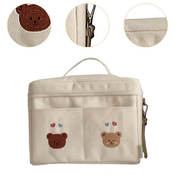 Torba na pieluchy dla niemowląt Lekka, wielofunkcyjna torba do przechowywania Mommy Two Bear White