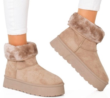 ŚNIEGOWCE BEŻOWE OCIEPLANE BOTKI PLATFORMA WYSOKIE 40